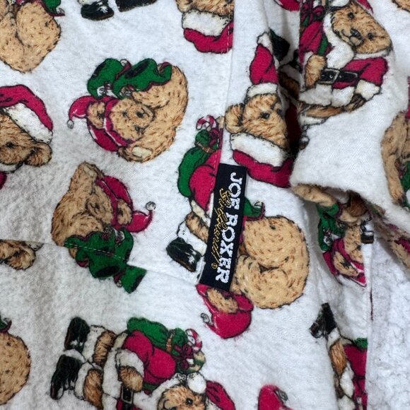 Joe Boxer Womens Flannel Christmas Bear Nightshirt Gown Size M Button Down 90's - Picture 5 of 6